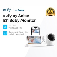 Eufy Baby Monitor E21, 4K UHD Camera, 8X Zoom, Hybrid Wi-Fi/No Wi-Fi, 24/7 App Recording, Pan-Tilt, 