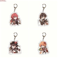 DARNELL Anime Game Keyring, Fashion Cartoon Original God Key Chain, Bag Pendant Key Chain Cute Clock Departure HuTao Cartoon Acrylic Pendant Keychain Women