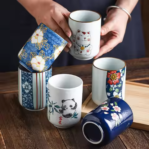 Cup Japanese Ceramic Japanese Ceramic Water Cup Straight Cup Hand Painted and Wind Home Coffee Cup