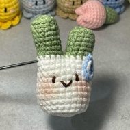 [photo taken by the shop] bewildered green onion keychain in milk cotton wool with free keychain