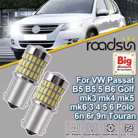 Roadsun 1156 P21W For VW Passat B5 B5.5 B6 Golf mk3 mk4 mk5 mk6 3 4 5 6 Polo 6n 6r 9n Touran 2X LED 