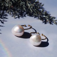 極致光澤大顆粒淡水珍珠 自由尺寸 醫療級不鏽鋼戒指 雪之螢