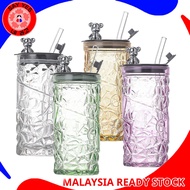 SayYes Bear Glass Cup With Lid Office Light Weight Transparent Glass Water Cup Diamond Cup Home Glas