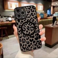1pc Fashion Black Leopard Print Skin-Friendly Matte Independent Button Magnetic Wireless Charging Co
