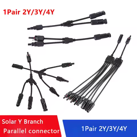 1Pair 2Y 3Y 4Y Solar Connector Photovoltaic Panel Adaptor Y Branch Plug 30A 1000V with 4mm2 Cable Fo