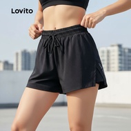 (Trendy2) Lovito Sporty Sports Shorts Pocket Fake 2in1 Skirt Tummy Control for Running Yoga  Tennis 