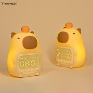 <Yiwuyuan> Cute Rechargable Kids Alarm Clock Night Light Touch Snooze Always-on Display Desktop Tabl