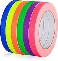 GEYYANG 6-Pack Spike Tape, Colored Gaffers Tape 1/2 inch x 20 Yards, 5 Bright Colors Neon Fluorescen