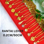 LV RANTAI LEHER SAUH LICIN LEBAR 0.2CM PANJANG 50CM + 1 LOKET /HIGH QUALITY SADURAN 24K NECKLACE JEW