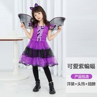 巧巧兔 2022年新款万圣节服装儿童舞台表演道具cosplay吸血鬼装扮发箍女孩演出巫师服饰品蝙蝠翅膀