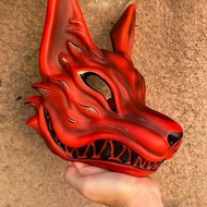 紅金色的狐狸面具 可佩戴 紅狐面具 日本狐狸面具cosplay
