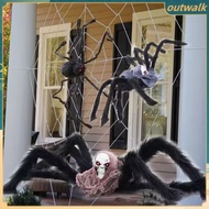 ⚡FAST SHIPPING⚡⚡ 75cm Halloween Simulated Skull Spider Giant Black Spider Decor Haunted House Prop I