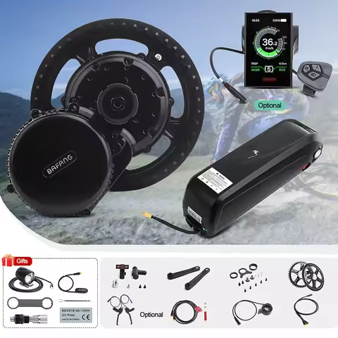 BAFANG-Electric Bicycle Conversion Kit, 8FUN, 36V, 500W, Mid Drive, BBS02B Motor, 17.5Ah, E-Bike Lit