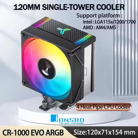 JONSBO CR-1000 EVO 4 Heat pipes TDP 220W CPU Cooler Computer Cooling Fan Heat Sink For LGA1700 115X 