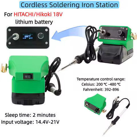 Cordless Soldering Iron Station for HITACHI/Hikoki 18V Battery T12 Digital Display Soldering Iron El