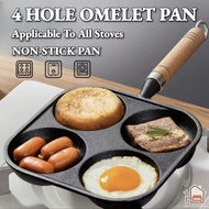 4 Hole Omelet Pan for Eggs Burgers Ham and Pancakes Non-stick Pan Suitable for All Stoves Save Time