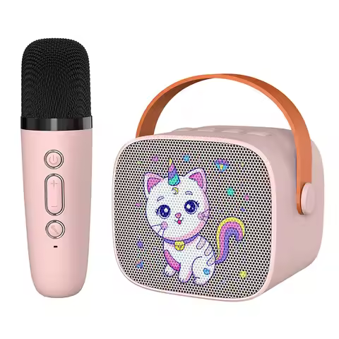 Mini Karaoke Machine Cartoon Cat Portable Bluetooth Speaker With Microphone for Home Family KTV Part