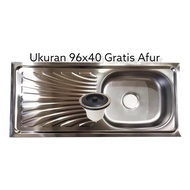 Bak Cuci Piring Ukuran 96x40 Stainless Wastafel/Tempat Cuci Piring Kitchen Sink Satu Lubang - Sanita