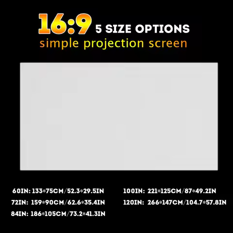 Portable Projector Screen 60-120 Inch Portable White Color Projector Curtain Projection Screen 16:9 