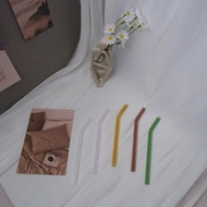 15cm Glass Straw | transparent • pink • yellow • brown |