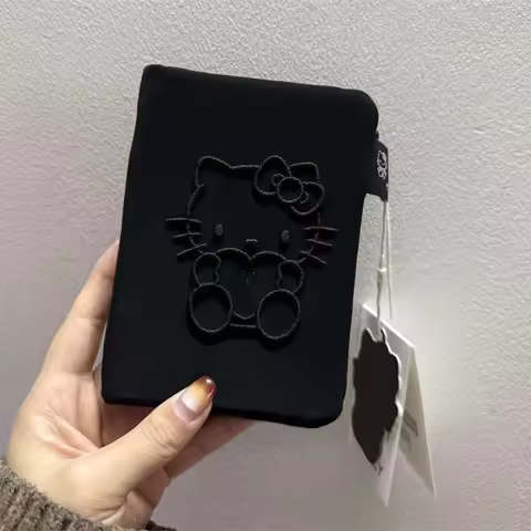 Embroidered Hello Kitty Passport Cover Credit Card Holder Ladies Business ID Card Bag Coin Purse Wom
