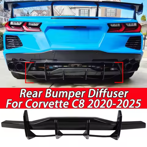 3 Rear Bumper Lip Diffuser Spoiler Splitter For Chevrolet Corvette C8 2 Z51 STG 2020-2024 Carbon Fib