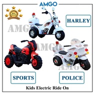 AMGO Harley Electric Scooter Police Design Kids Electric Ride On Bike Kids Electric Motor Kids Motor