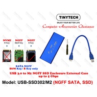 TINYTECH USB-SSD302/M2 NGFF SATA SSD ENCLOSURE USB 3.0 TO M2 NGFF SATA SSD EXTERNAL CASE UP TO 5 GBP