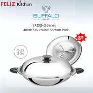 Buffalo 40cm YADENG Series S/S Round Bottom Wok - BY01