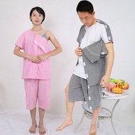 [Spot Goods]Summer Short Sleeve Shorts Hospital Gown Nursing Gown Fracture Postoperative Rehabilitat