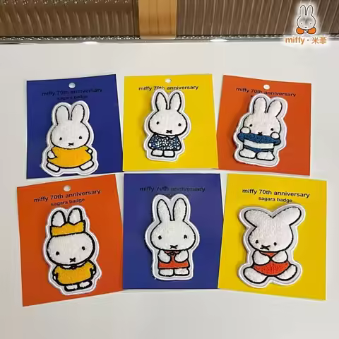 Miffy 70th Anniversary Embroidery Brooch Adorable Rabbit Embroidered Applique Accessory Fashion Orna