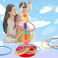Colorful ring throwing tower building toy set trains Mekids's dexterity