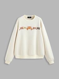 Cider Cider Terry Cat Pattern Sweatshirt เสื้อแขนยาวผู้หญิง เสื้อสเวตเตอร์แขนยาวผญ ลุคสตรีท สไตล์เกาหลี