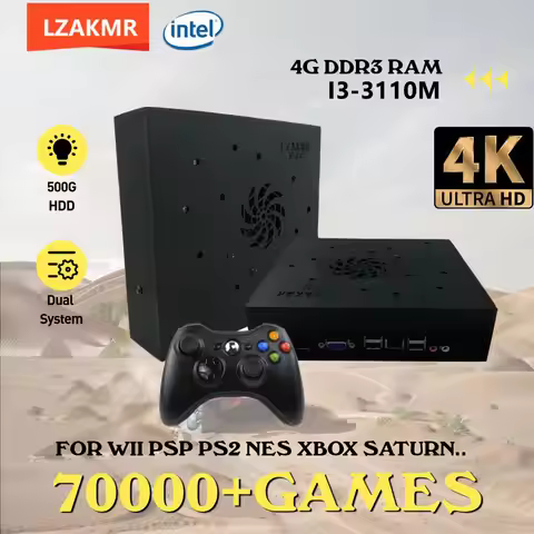 I3-3110M Retro Game Console X8 Play On TV 500G HDD Batocera+Windows 70000+Games For Wii PS2 N64 PSP 