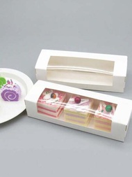 5入組白色紙質麵包盒；白色巧克力草莓餅乾、甜點、布丁、婚禮、派對禮品盒、展示禮品盒、烘焙包裝盒
