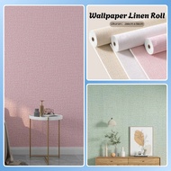 Simple 3D Linen Roll Wallpaper, Plain Textured Linen Room Decoration Foam Wallpaper