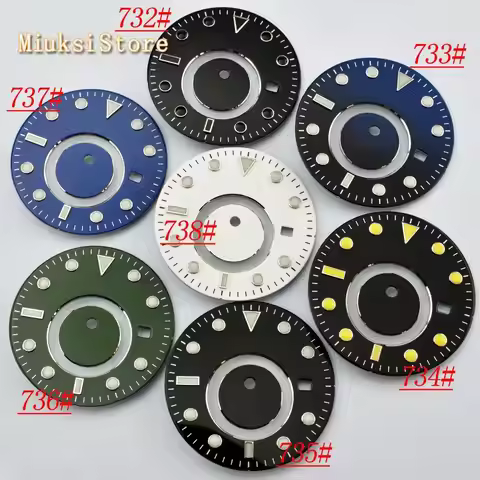 Bliger 31.5mm GMT luminous sterile watch dial fit Sea gull 5833A Mingzhu/DG5833 movement