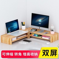 Laptop dual-screen monitor riser stand, office desk organizer, workstation right-angle computer heig