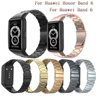 [HOT JUXXKWIHGWH 514] สแตนเลสสตีลสายรัดสำหรับ Huawei Band 6สมาร์ทสายรัดข้อมือสร้อยข้อมือเปลี่ยนสายนาฬิกาสำหรับ Huawei Honor 6โลหะ Correa