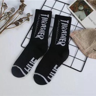 BA Thrasher Crew Socks White Black Grey Men Women Cotton Comfy Ribbed Breathable Hipster Stylish Str