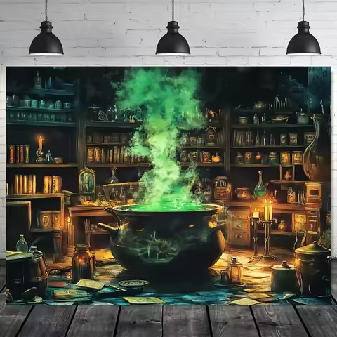 1 piece, background cloth for witches, magic pots, bookshelves, and ghost rooms in the scene, no ele