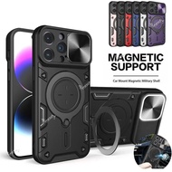 Phone Case For iPhone 16 15 14 13 Pro Max Plus Iphone 16Pro 16Plus  i16 Casing Magnetic Slide Camera