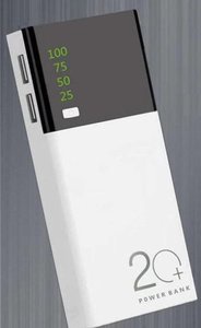 20000mAh 快速充電 流動電源/尿袋 iPhone/Android 便攜/雙USB輸出口/LED燈顯示 x 1個
