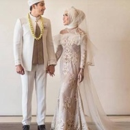 gaun pengantin hijab - dress pengantin hijab couple - akad nikah