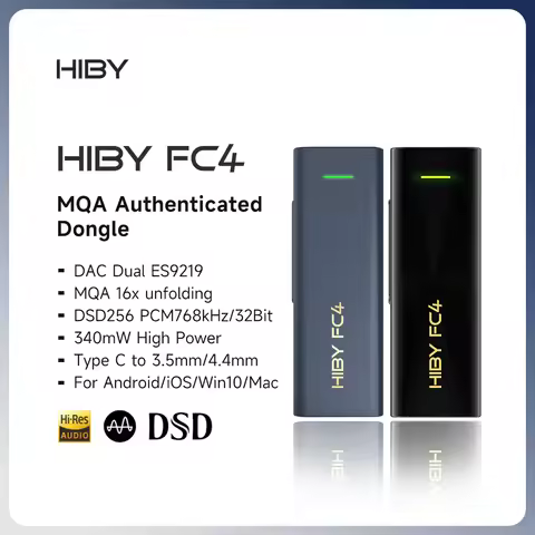 HiBy FC4 MQA 16X Dongle Type C USB DAC Audio HiFi Decoder Headphone Amplifier DSD256 ES9219 for Andr