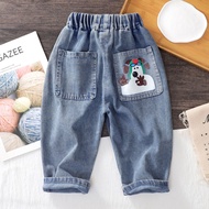 Dorila 80-120 Baby Boys Pocket Jeans Cartoon Loose Pants 0-5 Yrs Old