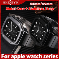 Stainless Steel Band + Metal Case สายนาฬิกา สำหรับ For apple Watch 9 8 7 SE 6 5 4 Band 41mm 45mm 40m