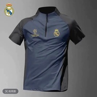 2425 Royal Malaysia Bazaar Short-Sleeved Training Jersey Football Half Zipper Sports Top Moisture Wi