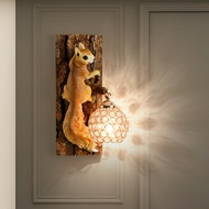 Creative Children Wall Lamp Boys Girls Bedroom Bedside Living Room Study American Pastoral Animal Decoration Aisle Lamps