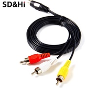 1.5m/0.3m S-Video 4-Pin Male to 3-RCA Male Plug Video Cable 3 RCA